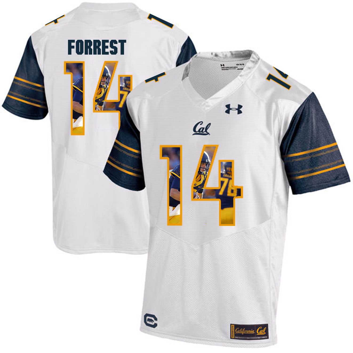 Men California Golden Bears #14 Chase Forrest White Customized NCAA Jerseys